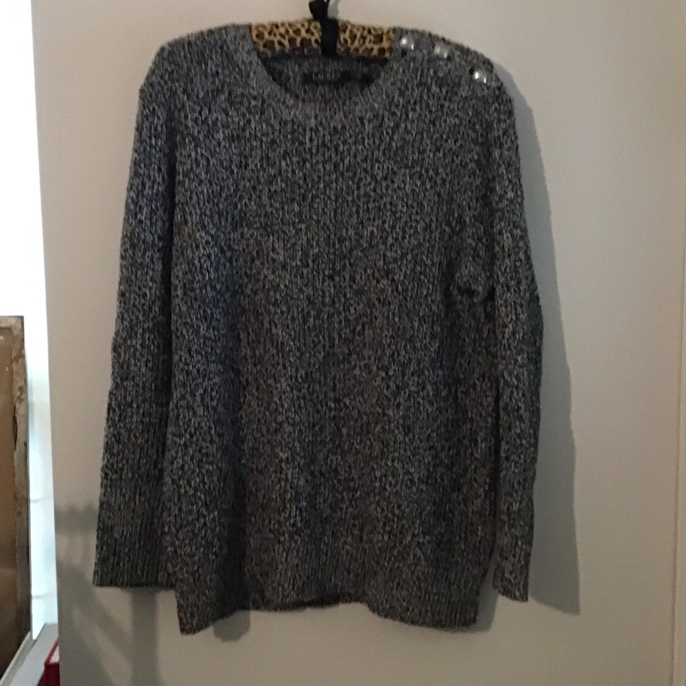 Ralph Lauren Black and White Women's Sweater with Button Accents